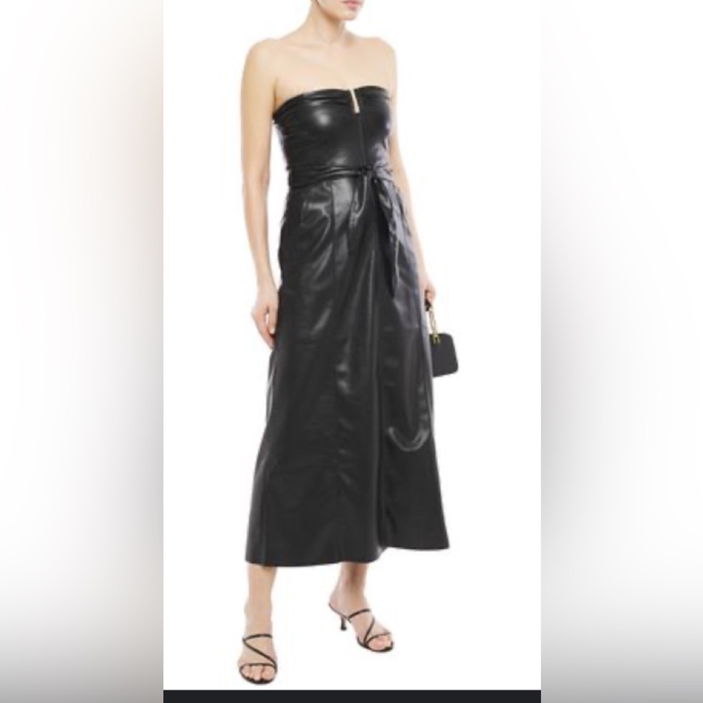 Nanushka Black Vegan Leather Strapless Dress